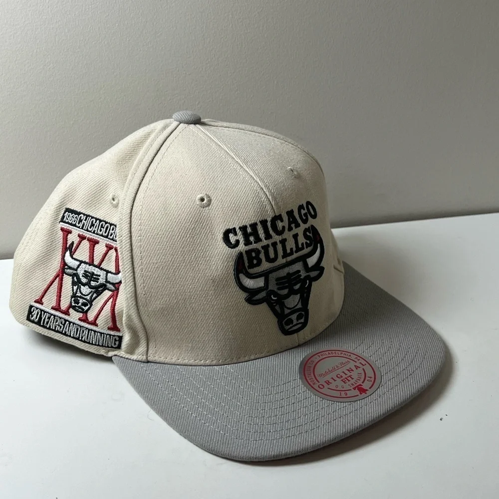 NWT Mitchell & Ness Heritage Collection Chicago Bulls Beige and Gray Hat NBA